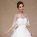 Fashion lace appliques long embroidered chiffon women bridal wedding lace shawl